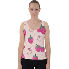 Seamless-strawberry-fruit-pattern-background Velvet Tank Top by Vaneshart