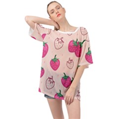 Seamless-strawberry-fruit-pattern-background Oversized Chiffon Top by Vaneshart