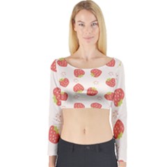 Strawberries-pattern-design Long Sleeve Crop Top by Vaneshart