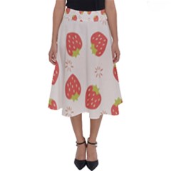 Strawberries-pattern-design Perfect Length Midi Skirt by Vaneshart