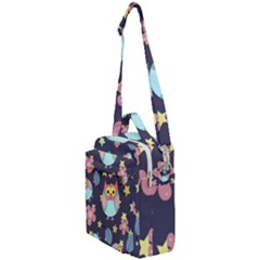 Owl Stars Pattern Background Crossbody Day Bag by Vaneshart