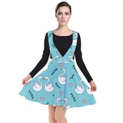 Elegant-swan-pattern-design Plunge Pinafore Dress by Vaneshart