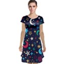 Colorful-background-moons-stars Cap Sleeve Nightdress View1