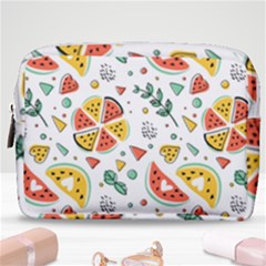 Seamless-hipster-pattern-with-watermelons-mint-geometric-figures Make Up Pouch (medium) by Vaneshart