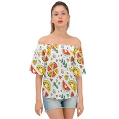 Seamless-hipster-pattern-with-watermelons-mint-geometric-figures Off Shoulder Short Sleeve Top by Vaneshart