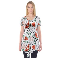 Seamless-vector-pattern-with-watermelons-mint Short Sleeve Tunic  by Vaneshart