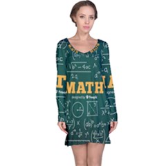 Realistic-math-chalkboard-background Long Sleeve Nightdress by Vaneshart