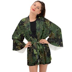 Military Background Grunge-style Long Sleeve Kimono by Vaneshart