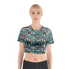 Kawaiicollagepattern2 Cotton Crop Top by snowwhitegirl