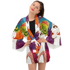 Art Deco Woman Long Sleeve Kimono by snowwhitegirl