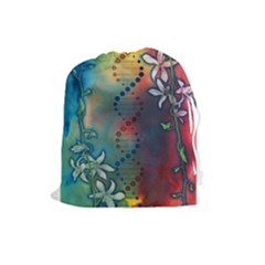 Flower Dna Drawstring Pouch (large) by RobLilly