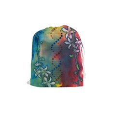 Flower Dna Drawstring Pouch (medium) by RobLilly