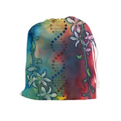 Flower Dna Drawstring Pouch (xl) by RobLilly