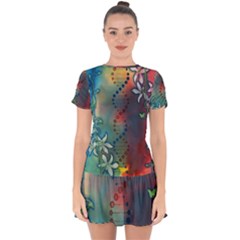 Flower Dna Drop Hem Mini Chiffon Dress by RobLilly