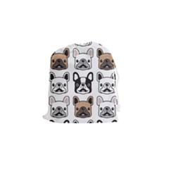 Dog French Bulldog Seamless Pattern Face Head Drawstring Pouch (small) by BangZart