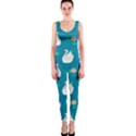 Elegant swan pattern with water lily flowers One Piece Catsuit View1