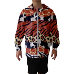 Mixed Animal Skin Print Safari Textures Mix Leopard Zebra Tiger Skins Patterns Luxury Animals Texture Kids  Hooded Windbreaker by BangZart