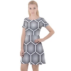 Halftone Tech Hexagons Seamless Pattern Cap Sleeve Velour Dress  by BangZart