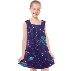 Realistic Night Sky Poster With Constellations Kids  Cross Back Dress by BangZart