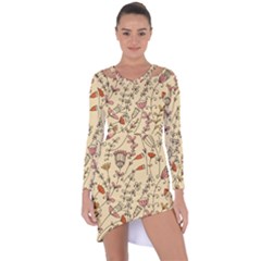 Seamless Pattern With Different Flowers Asymmetric Cut-out Shift Dress by BangZart