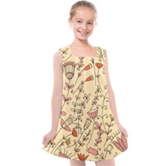 Seamless Pattern With Different Flowers Kids  Cross Back Dress by BangZart