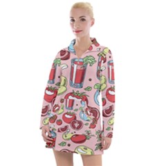 Tomato Seamless Pattern Juicy Tomatoes Food Sauce Ketchup Soup Paste With Fresh Red Vegetables Women s Long Sleeve Casual Dress by BangZart