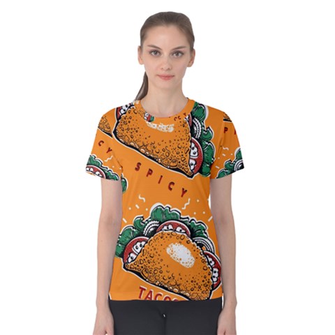 Seamless Pattern With Taco Women s Cotton Tee by BangZart