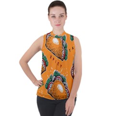 Seamless Pattern With Taco Mock Neck Chiffon Sleeveless Top by BangZart