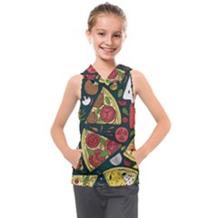 Vector Seamless Pizza Slice Pattern Hand Drawn Pizza Illustration Great Background Kids  Sleeveless Hoodie by BangZart