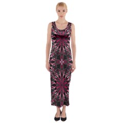 Seamless Pattern With Flowers Oriental Style Mandala Fitted Maxi Dress by BangZart