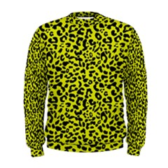 Leopard Spots Pattern, Yellow And Black Animal Fur Print, Wild Cat Theme Men s Sweatshirt by Casemiro