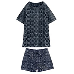 Black And White Ethnic Ornate Pattern Kids  Swim Tee And Shorts Set by dflcprintsclothing