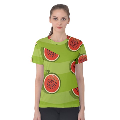 Seamless Background With Watermelon Slices Women s Cotton Tee by BangZart