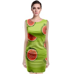 Seamless Background With Watermelon Slices Sleeveless Velvet Midi Dress by BangZart