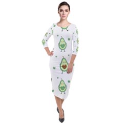 Cute Seamless Pattern With Avocado Lovers Quarter Sleeve Midi Velour Bodycon Dress by BangZart