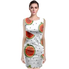 Seamless-background-pattern-with-watermelon-slices Sleeveless Velvet Midi Dress by BangZart