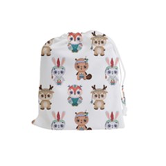 Cute Cartoon Boho Animals Seamless Pattern Drawstring Pouch (large) by BangZart