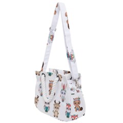 Cute Cartoon Boho Animals Seamless Pattern Rope Handles Shoulder Strap Bag by BangZart