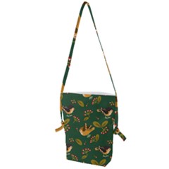 Cute Seamless Pattern Bird With Berries Leaves Folding Shoulder Bag by BangZart