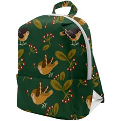 Cute Seamless Pattern Bird With Berries Leaves Zip Up Backpack by BangZart