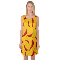 Chili Vegetable Pattern Background Sleeveless Satin Nightdress by BangZart