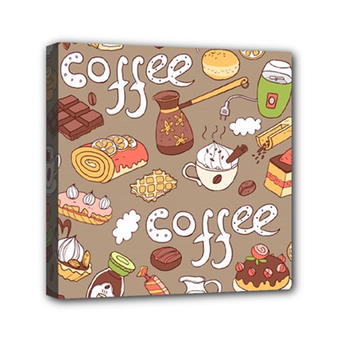 Vector Seamless Pattern With Doodle Coffee Equipment Mini Canvas 6  X 6  (stretched) by BangZart