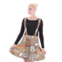 Vector seamless pattern with doodle coffee equipment Suspender Skater Skirt View1