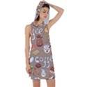 Vector seamless pattern with doodle coffee equipment Racer Back Hoodie Dress View1