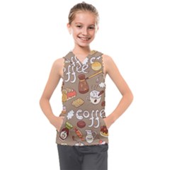 Vector Seamless Pattern With Doodle Coffee Equipment Kids  Sleeveless Hoodie by BangZart