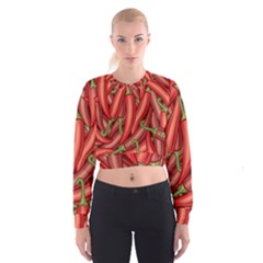 Seamless Chili Pepper Pattern Cropped Sweatshirt by BangZart