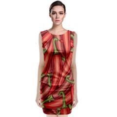 Seamless Chili Pepper Pattern Sleeveless Velvet Midi Dress by BangZart