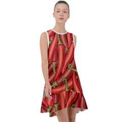 Seamless Chili Pepper Pattern Frill Swing Dress by BangZart