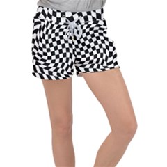 Weaving Racing Flag, Black And White Chess Pattern Velour Lounge Shorts by Casemiro