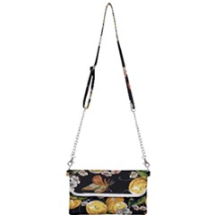 Embroidery Blossoming Lemons Butterfly Seamless Pattern Mini Crossbody Handbag by BangZart